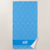 Blauwe golfpatroon Monogram strandlaken (Voorkant)