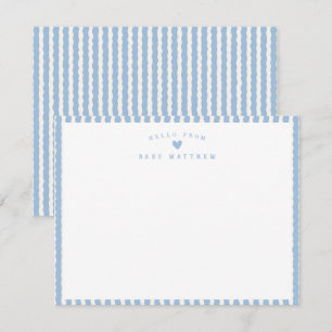 Blauwe Golfstriped Streep Baby Shower Notitiekaartje