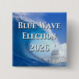 Blauwe Golfverkiezing 2026 Vierkante Button 5,1 Cm