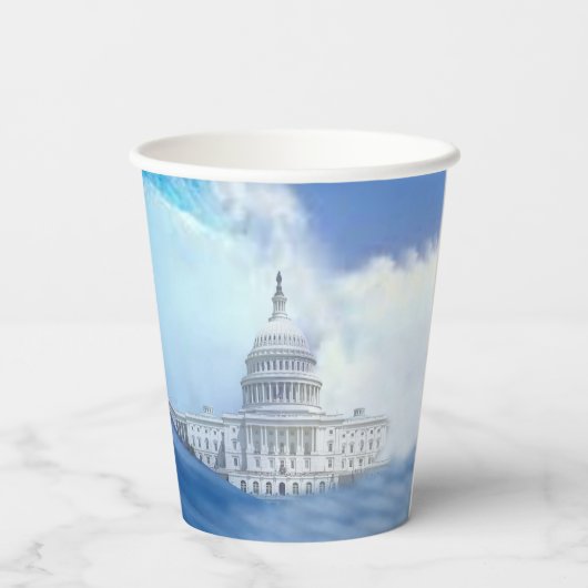 Blauwe golven aanpassen 2024 papieren bekers (Achterkant)