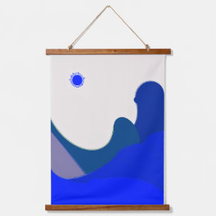 Blauwe Golven Abstract Hangend Wandkleed