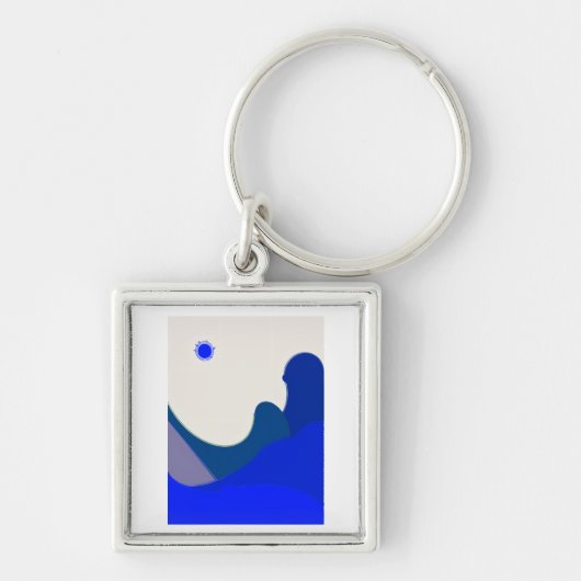 Blauwe Golven Abstract Sleutelhanger (Voorkant)