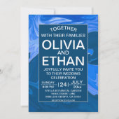 Blauwe golven abstracte huwelijksuitnodiging kaart (Voorkant)