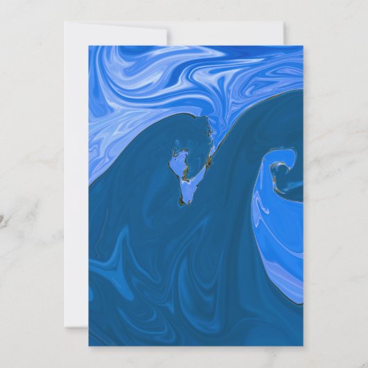 Blauwe golven abstracte huwelijksuitnodiging kaart (Achterkant)