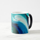 Blauwe golven abstracte kunst magische mok (Voorkant rechts)