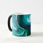Blauwe golven abstracte kunst magische mok (Voorkant links)