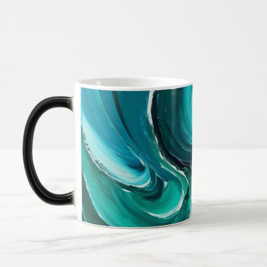 Blauwe golven abstracte kunst magische mok (Links)