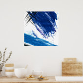 Blauwe golven abstracte waterverf hedendaagse kuns poster (Keuken)