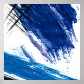 Blauwe golven abstracte waterverf hedendaagse kuns poster (Voorkant)