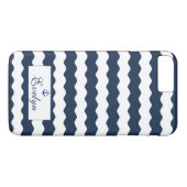 Blauwe golven Anchor Monogram Case-Mate iPhone Case (Achterkant (Horizontaal))