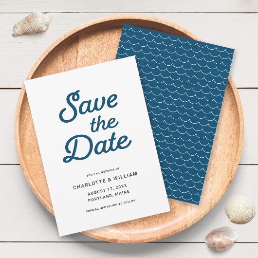 Blauwe Golven Bewaar de Datumkaart Save The Date