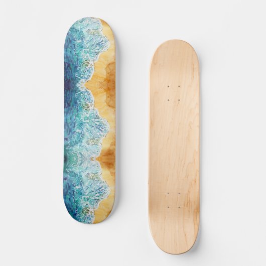 Blauwe golven bij Zand Beach Persoonlijk Skateboard (Voorkant)