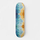 Blauwe golven bij Zand Beach Persoonlijk Skateboard (Voorkant)