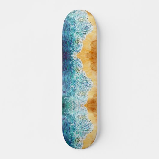 Blauwe golven bij Zand Beach Persoonlijk Skateboard (Voorkant)
