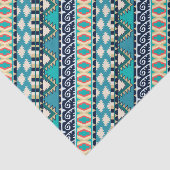 Blauwe golven Boho Earth Tones Tribal Patroon Tissuepapier (Detail)