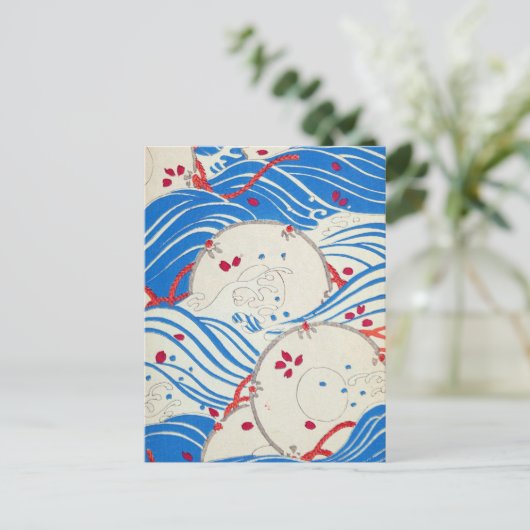  blauwe golven briefkaart (Staand voorkant)