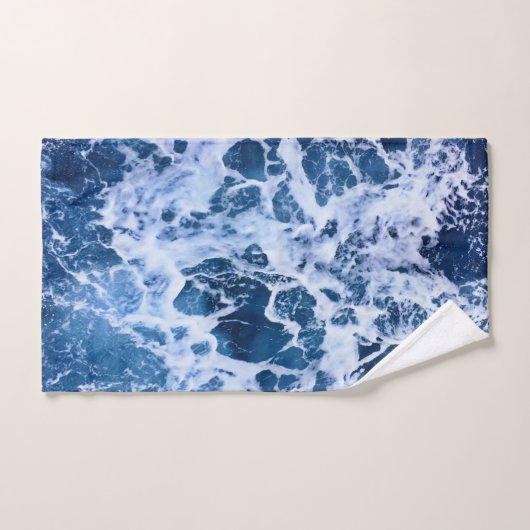 Blauwe golven door de oceaan bad handdoek (Handdoek)
