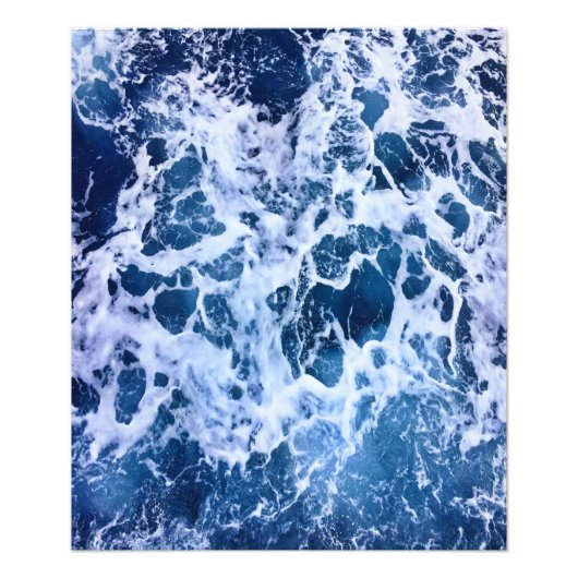 Blauwe golven door de oceaan foto afdruk (Voorkant)