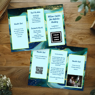 Blauwe Golven Drie-voudige Zakelijke Flyer Brochur