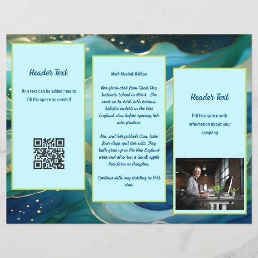 Blauwe golven Drievoudige Business Flyer Brochure (Achterkant)