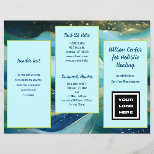 Blauwe golven Drievoudige Business Flyer Brochure (Voorkant)