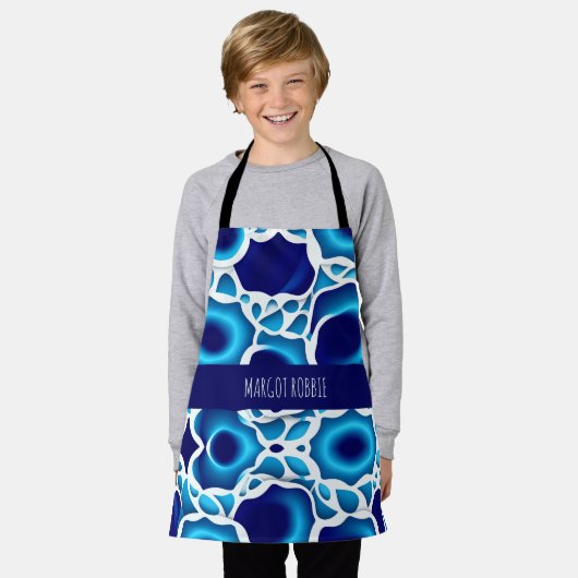 Blauwe golven en eieren Isometrisch patroon Schort (Gedragen)