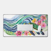 Blauwe golven en gelukkige walvissen bureaumat (Keyboard & Muis)