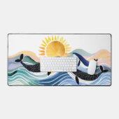Blauwe golven en gelukkige walvissen bureaumat (Keyboard & Muis)