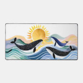 Blauwe golven en gelukkige walvissen bureaumat (Voorkant)