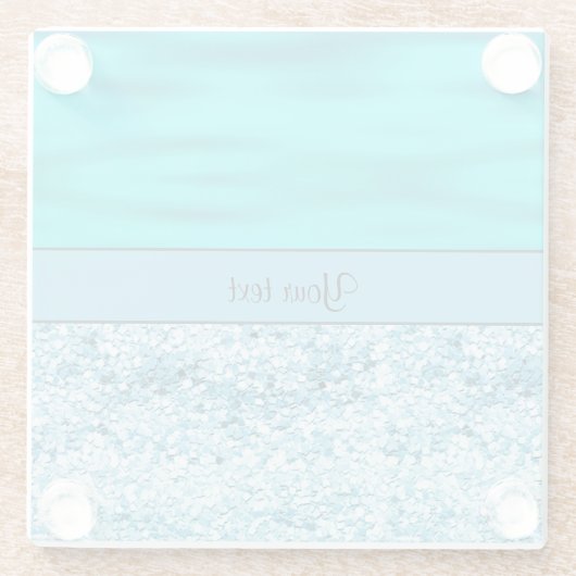 Blauwe golven en glitter glazen onderzetter (Achterkant)