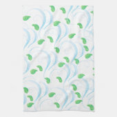 Blauwe golven en groene lederen keukenhanddoek (Verticaal)