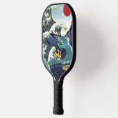 Blauwe golven Groene Draak Rode Zon Pickleball Pad Paddle (Links)
