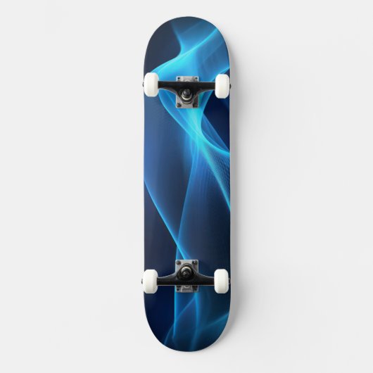Blauwe golven in gloeiend licht persoonlijk skateboard (Voorkant)