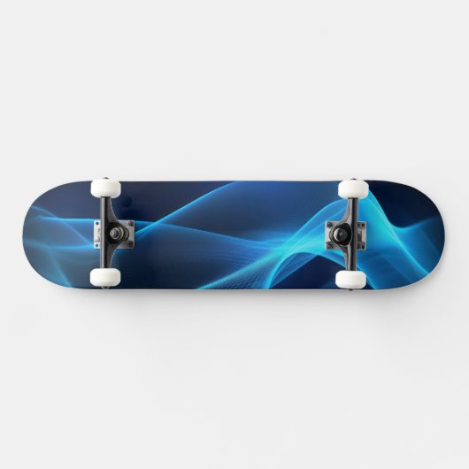 Blauwe golven in gloeiend licht persoonlijk skateboard (Horizontaal)