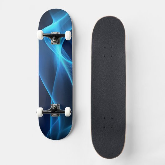 Blauwe golven in gloeiend licht persoonlijk skateboard (Voorkant)