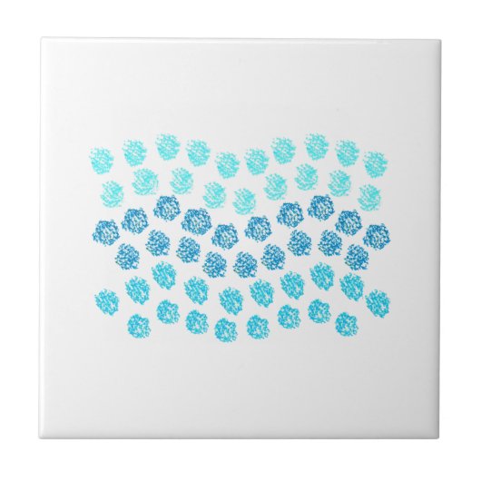 Blauwe golven kleine keramische tegel tegeltje (Voorkant)