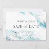 Blauwe golven kuddehuwelijk opslaan Datum Kaart (Voorkant)