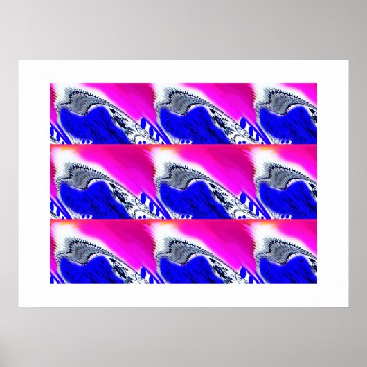 Blauwe golven kunst poster (Voorkant)