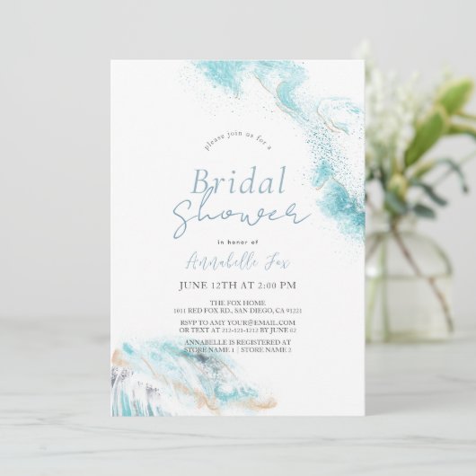 Blauwe golven kusten Vrijgezellenfeest Kaart (Staand voorkant)