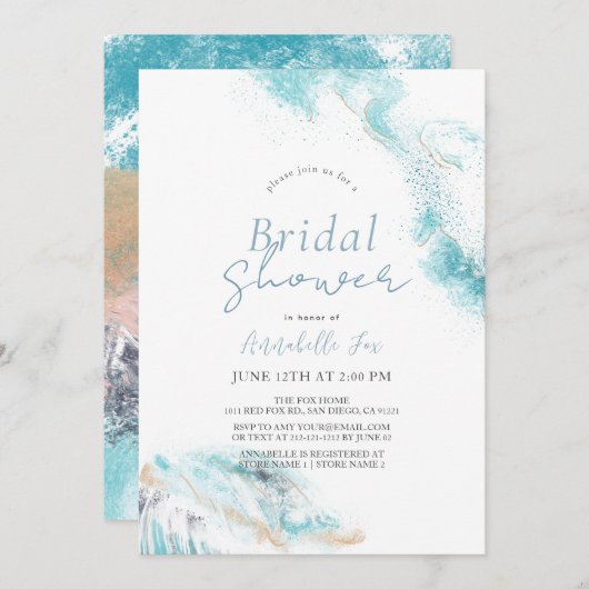 Blauwe golven kusten Vrijgezellenfeest Kaart (Voorkant / Achterkant)