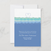Blauwe Golven Loopy Heart Strand Bruiloftsreceptie RSVP Kaartje (Achterkant)