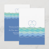 Blauwe Golven Loopy Heart Strand Bruiloftsreceptie RSVP Kaartje (Voorkant / Achterkant)