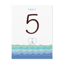 Blauwe Golven Lopy Heart Beach Modern Tafelnummer