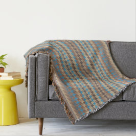 Blauwe golven met bruin en beige patroon deken