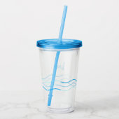 Blauwe golven Monogram Acryl Drinkbeker (Achterkant)