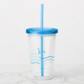 Blauwe golven Monogram Acryl Drinkbeker (Voorkant)