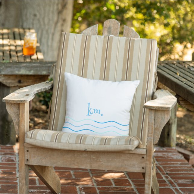 Blauwe golven Monogram Buitenkussen (Stoel)