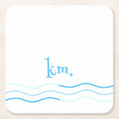 Blauwe golven Monogram Kartonnen Onderzetters (Voorkant)