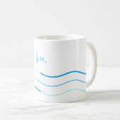 Blauwe golven Monogram Koffiemok (Voorkant rechts)