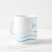 Blauwe golven Monogram Koffiemok (Voorkant links)
